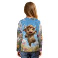 thumbnail image 2 of Xixirimido Highland Cow Colorful Daisy Pattern Girls Casual Long Sleeve Shirts Knot Tie-hem Tunic Tops Crewneck Tees Blouses Girls Fashion Clothes, Size 5-6, 2 of 7