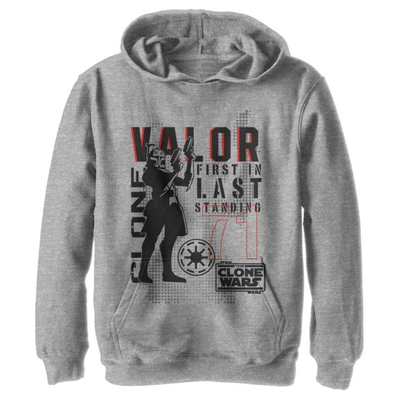 Boy's Star Wars: The Clone Wars Valor First In Last Standing  Pull Over Hoodie Athletic Heather Small