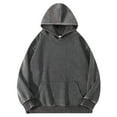 thumbnail image 2 of BXINGOHAI Mens Hoodies Oversized Unisex Acid Wash Hoodie Heavyweight Fleece Vintage Cotton Sweatshirt Men Women Streetwear Dark Gray M, 2 of 3