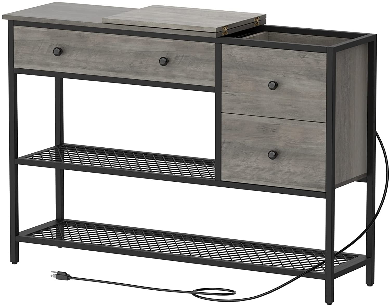 LGHM Console Table, 4Tier Wood Entryway Table, Sofa Table with 3 Drawers