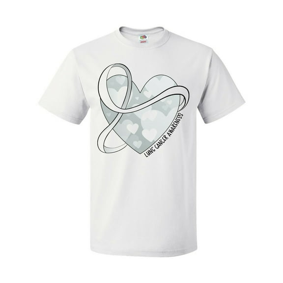 Inktastic Lung Cancer Awareness White Ribbon Around Heart T-Shirt
