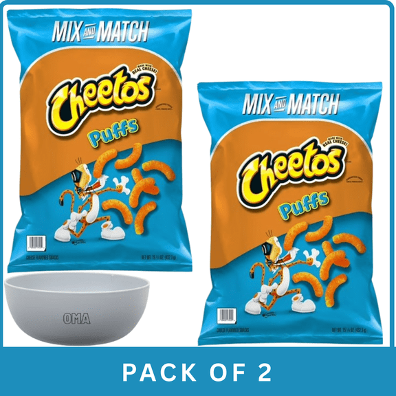 Cheetos Puffs Cheese Flavored Snacks (15.25 oz-2pk, With Olive White Bowl By OMA
