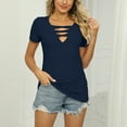 thumbnail image 5 of Birdeem Womens V- Neck Solid Color Cross Belt Insert Short Sleeve Tops, 5 of 5