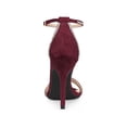 thumbnail image 2 of BLISSFUL STEP Women's Round Toe Rhinestone Ankle Strap Stiletto Heels Sandals Burgundy (Size 6), 2 of 6