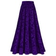 thumbnail image 2 of TiaoBug Women's Elastic High Waist Vintage Jacquard Velvet Long Skirt Flared Maxi Party Skirt Purple L, 2 of 4