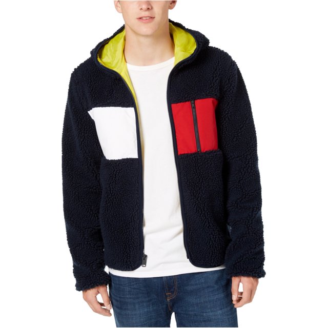 Tommy Hilfiger - Chaqueta de sherpa Hilltop para hombre, azul, grande Tommy Hilfiger Chaqueta