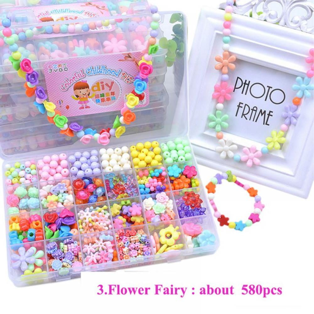  Jewelry Making kit Beads for Bracelets Making kit for Girls.  500+ Pieces Variety Shapes and Colors Perfect Toys for Girls Kids Age 4-6-8- 10-12