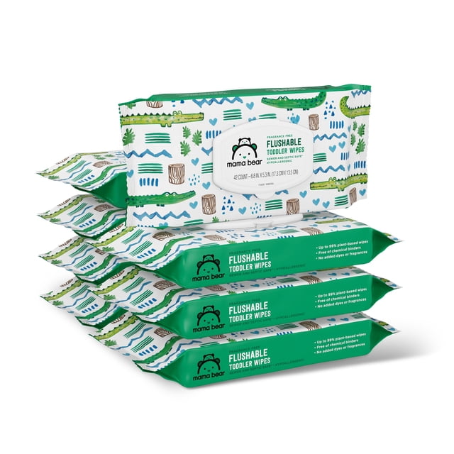 Toallitas Flushables para Niños Pequeños Mama Bear sin Fragancia 336 unidades
