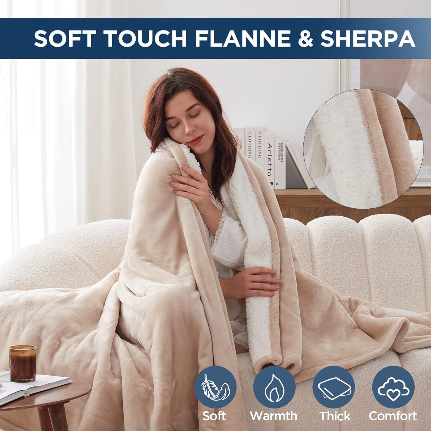Westinghouse Electric Blanket Twin, Heated Blanket Twin Size with 10 Heating Levels and 1 to 12 Hours Heating Time Settings