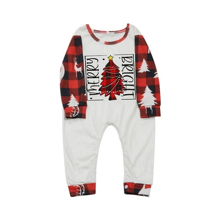 

New Year New You 2022! on Clearance Hesxuno Matching Family Pajamas Sets Baby Clothes Baby Stuff Baby Christmas Print O-neck Jumpsuit Baby Essentials Baby Days Saving Event