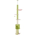 thumbnail image 1 of CoSoTower 87"-94.5" Floor to Ceiling Cat Tree with Sisal Scratching Post, Condo, Hammock, Ramp, Perches, Green, 1 of 7