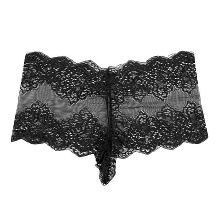 

WZHKSN Womens Lace Panty Black T Back Thongs 1-Pack