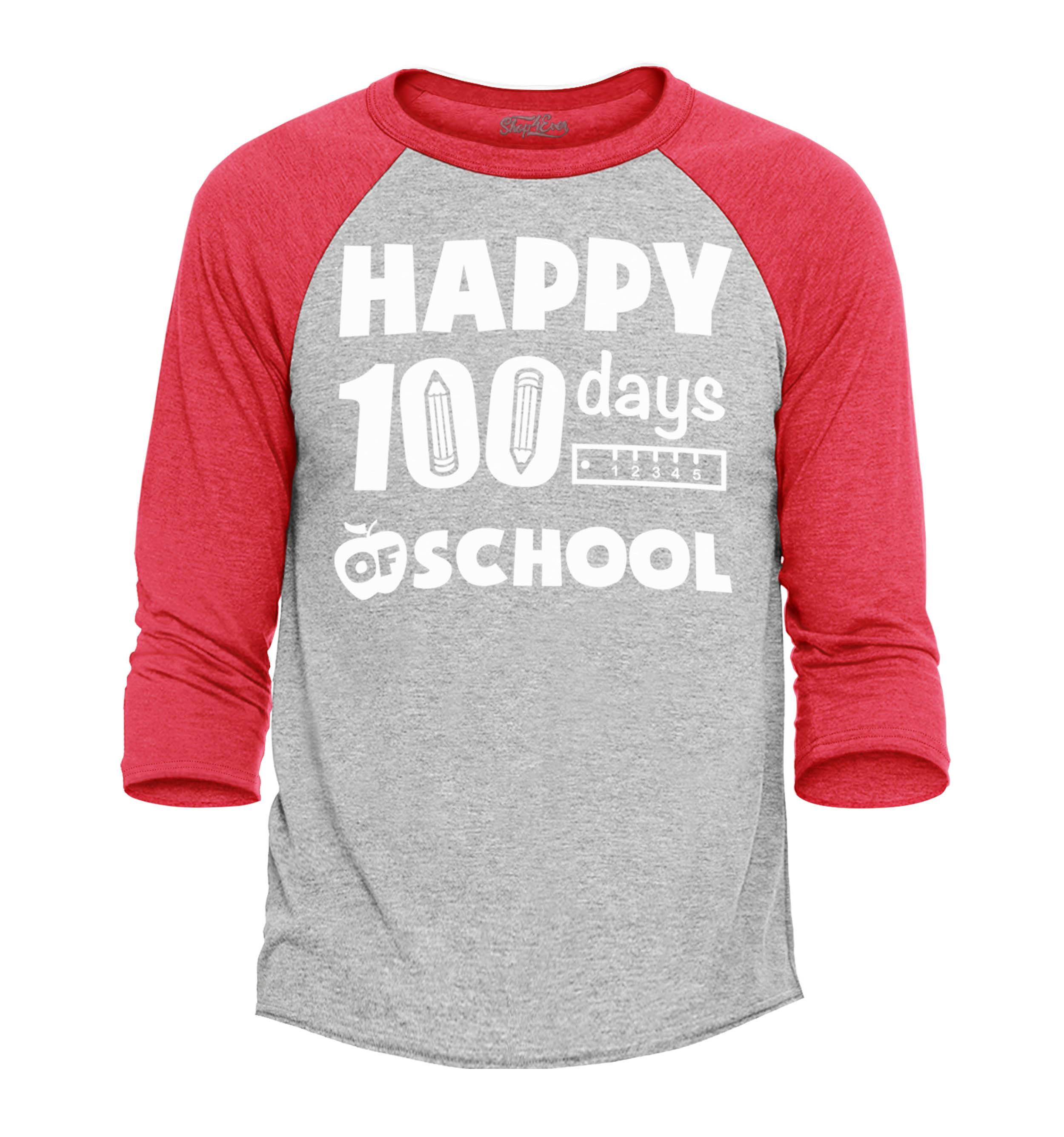 Mam And Student Xxx - Shop4Ever Men's Happy 100 Days of School Teacher Student Raglan Baseball  Shirt XXX-Large Heather Grey/Red - Walmart.com