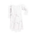 thumbnail image 3 of Vestido largo de encaje con hombros descubiertos para mujer: falda escalonada, mangas con volantes, elegante para bodas y fiestas, 3 of 3