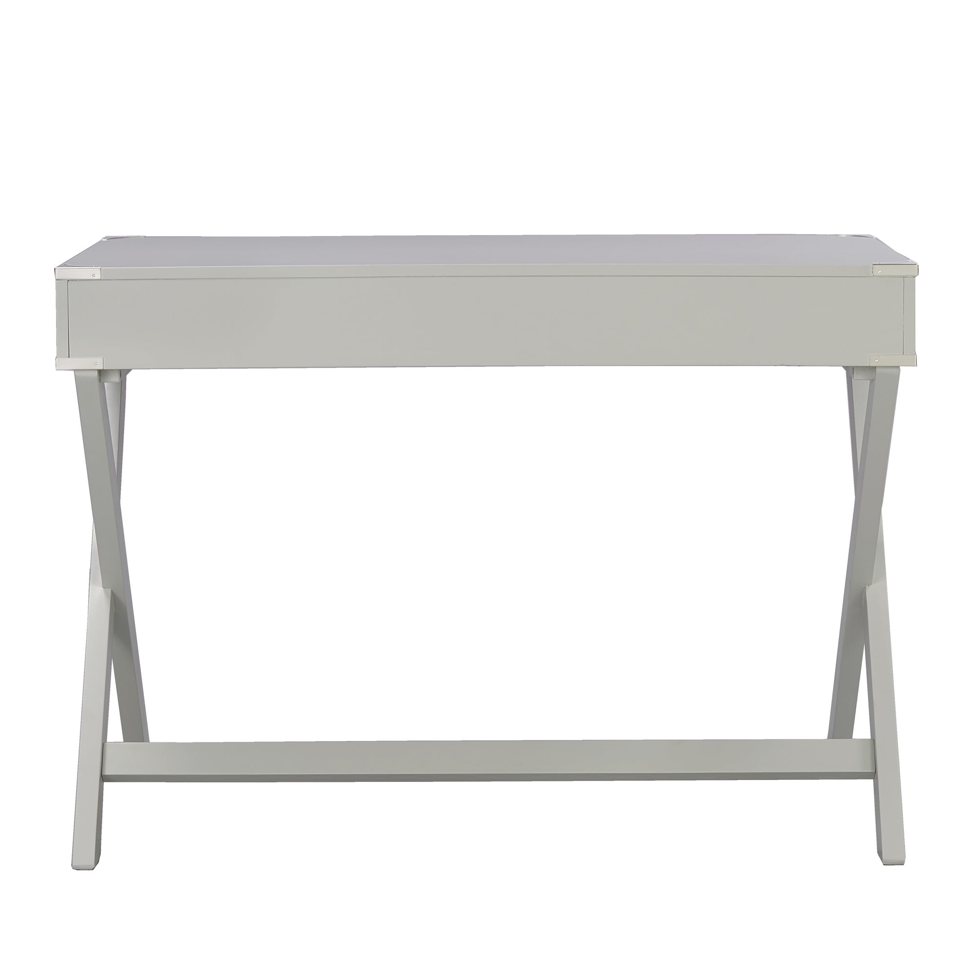 Weston Home Wood X-Base Campaign Writing Desk with Drawers, Silver Birch