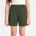 thumbnail image 4 of MGDXOX Girls Solid Color Loose Casual Shorts Elastic Waist Lightweight Breathable Shorts for Daily Outings School Playtime and Summer Wear Green 14 Years, 4 of 7