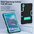 thumbnail image 4 of ELEHOLD Rugged Hybrid Case for Samsung Galaxy Tab S9 /S8 /S7 11 Inch, Tri-Layers Hard PC Soft Silicone Hidden Kickstand Anti-Scratch Shockproof Heavy Duty Case for Kids Men Women,Black+Mint, 4 of 8
