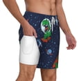 thumbnail image 2 of Kdxio Dinosaur Astronaut Space Surfing Print Men'S Swim Trunks With Compression Liner 7 Inch Inseam Quick Dry Swim Shorts, 2 of 7