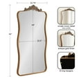 thumbnail image 6 of Kate and Laurel Arendahl Glam Wavy Arched Panel Mirror, 24 x 42, Gold, Traditional Baroque Scalloped Large Body Wall Mirror with Ornate Garland Inspired Crown, 6 of 9