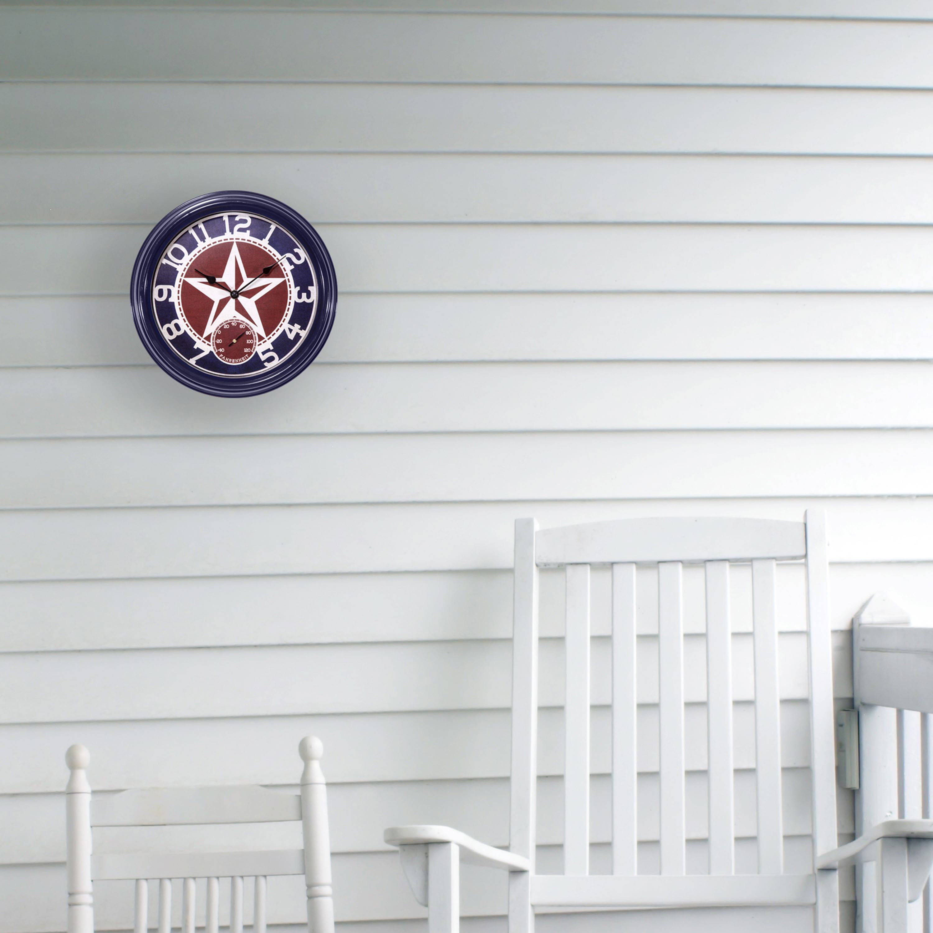La Crosse Clock 12-inch Indoor/Outdoor Patriotic Quartz Analog Wall Clock, 404-3012TX