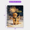 thumbnail image 5 of Golden Retriever Happy New Year 2026 with Fireworks on New Year's Eve Spiral Bound Journal Goldens Dog Lover Gifts Idea 5x7in Spiral Notebook - 12022, 5 of 5