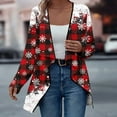 thumbnail image 7 of Christmas Outfits Women Drapped Cardigan Open Front Long Sleeve Coat with Santa Claus/Snowflake/Xmas Tree Prints (L, Red 04), 7 of 7
