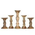 thumbnail image 2 of Traditional Wallnut Eco-friendly Handmade Mango Wood Set Of Five 6",9",12",9" & 6" Pillar Candle Holder for use, Living Room, Dinning Room, Study Room, Spa, Restaurants, Place Of Worship, etc, 2 of 4