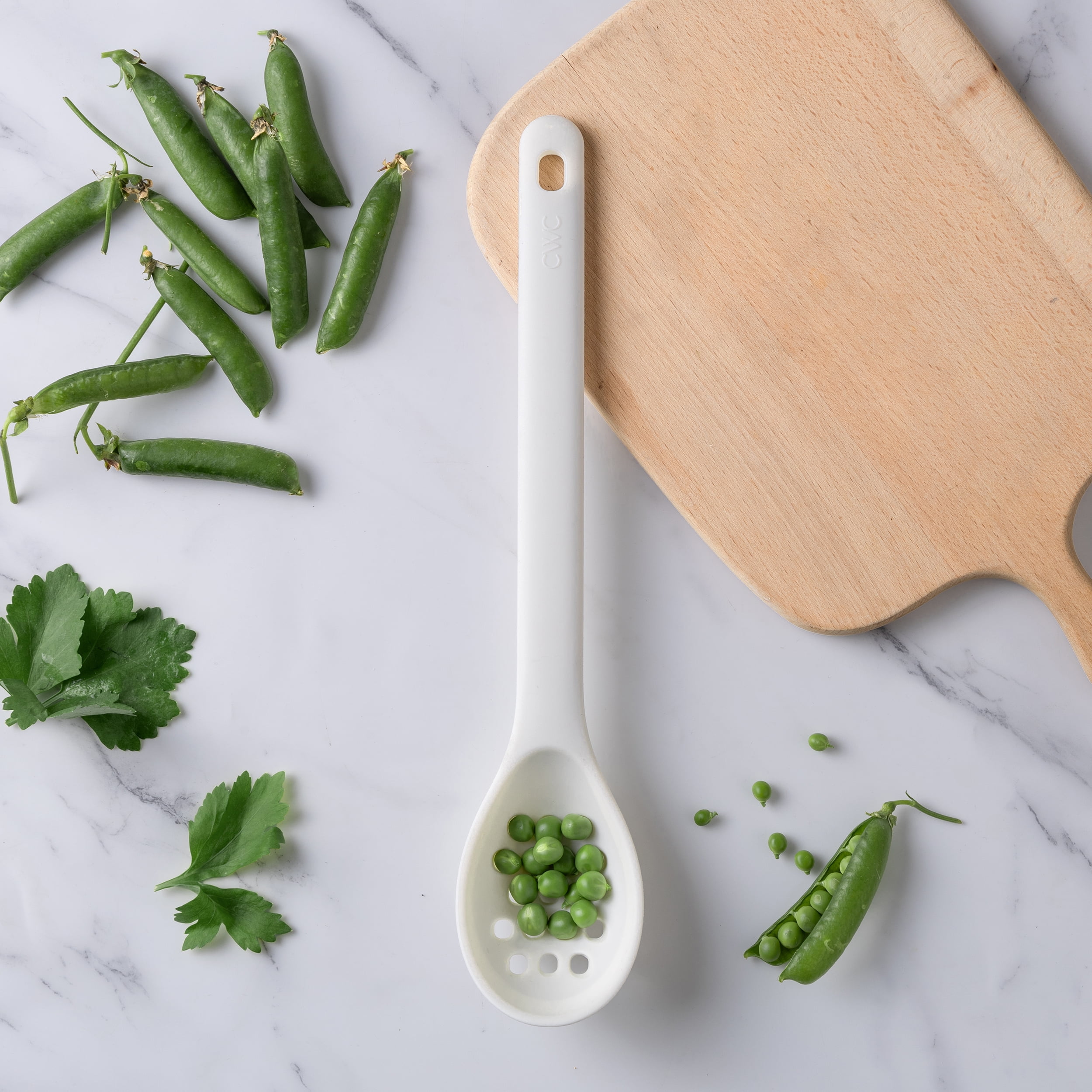 Cook with Color Heat-Resistant Slotted Silicone Cooking Spoon, Cream