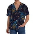 thumbnail image 1 of Balery Peacock Feathers Camisa Casual de Manga Corta con Botones para Hombre, Texturizada, Estilo Cubano, para Playa, Verano-3X-Large, 1 of 5