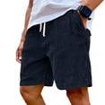 thumbnail image 3 of Men's Corduroy Shorts with Elastic Drawstring Waist and Side Pockets Featuring Casual Loose Fit Navy L, 3 of 8