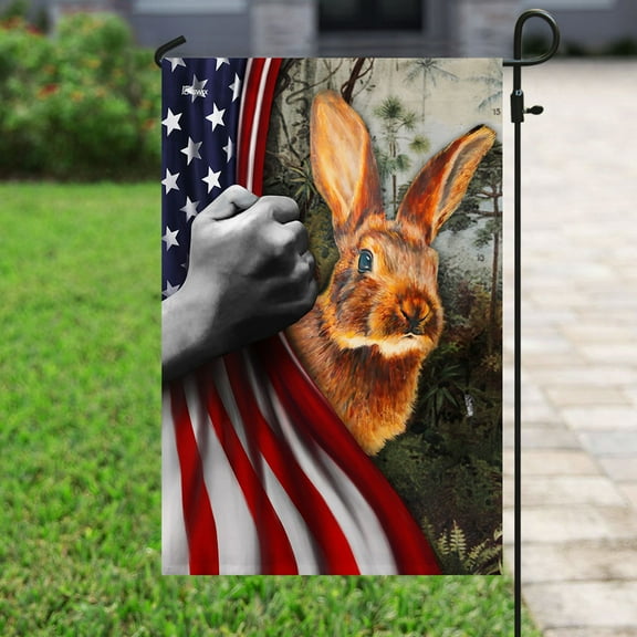 FLAGWIX Happy Easter Bunny Rabbit American Flag, Outdoor Easter Decoration - Garden Flag (11.5" x 17.5")