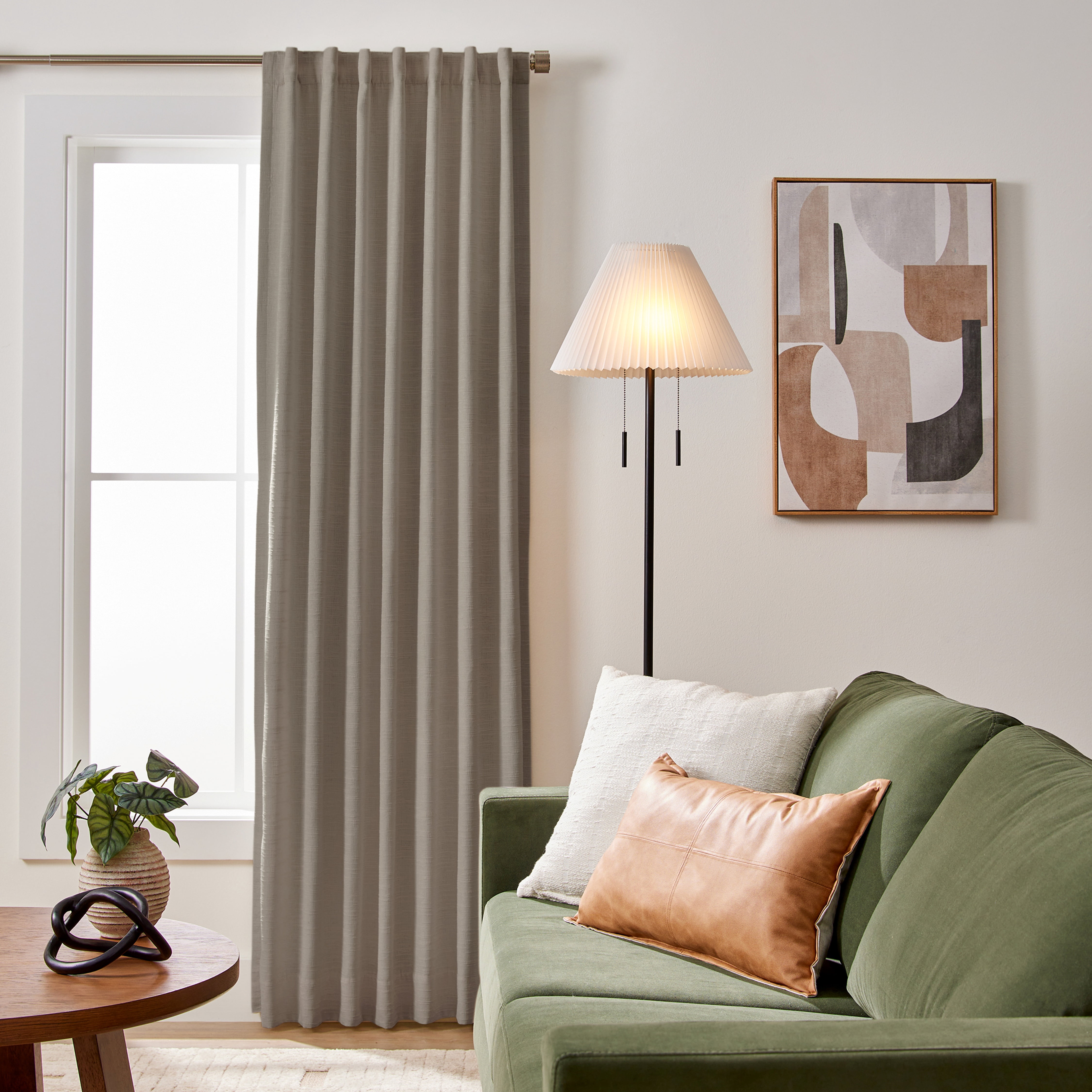 Better Homes & Gardens Textured Solid Chenille Blackout Single Curtain Panel, Grey Bisque, 50"W x 108"L