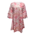 thumbnail image 4 of Robes Grande Taille Robe Mignonne Manches Trois Couches Volant Col en V Ample Imprimé Floral Mini Robe Femme F TG, 4 of 4