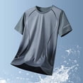 thumbnail image 4 of FRSASU Men's Short Sleeve T-Shirts Athletic Casual Crewneck Stretch Pullovers Tops Summer Workout Running Tee Tops Gray-A, 4 of 6