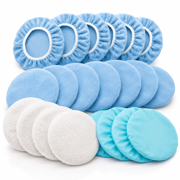 20 Pieces 9 to 10 Inches Buffer Pads Car Polisher Bonnet Orbital Buffer Bonnets Microfiber Bonnet Polishing Bonnet Buffing Pad Cover