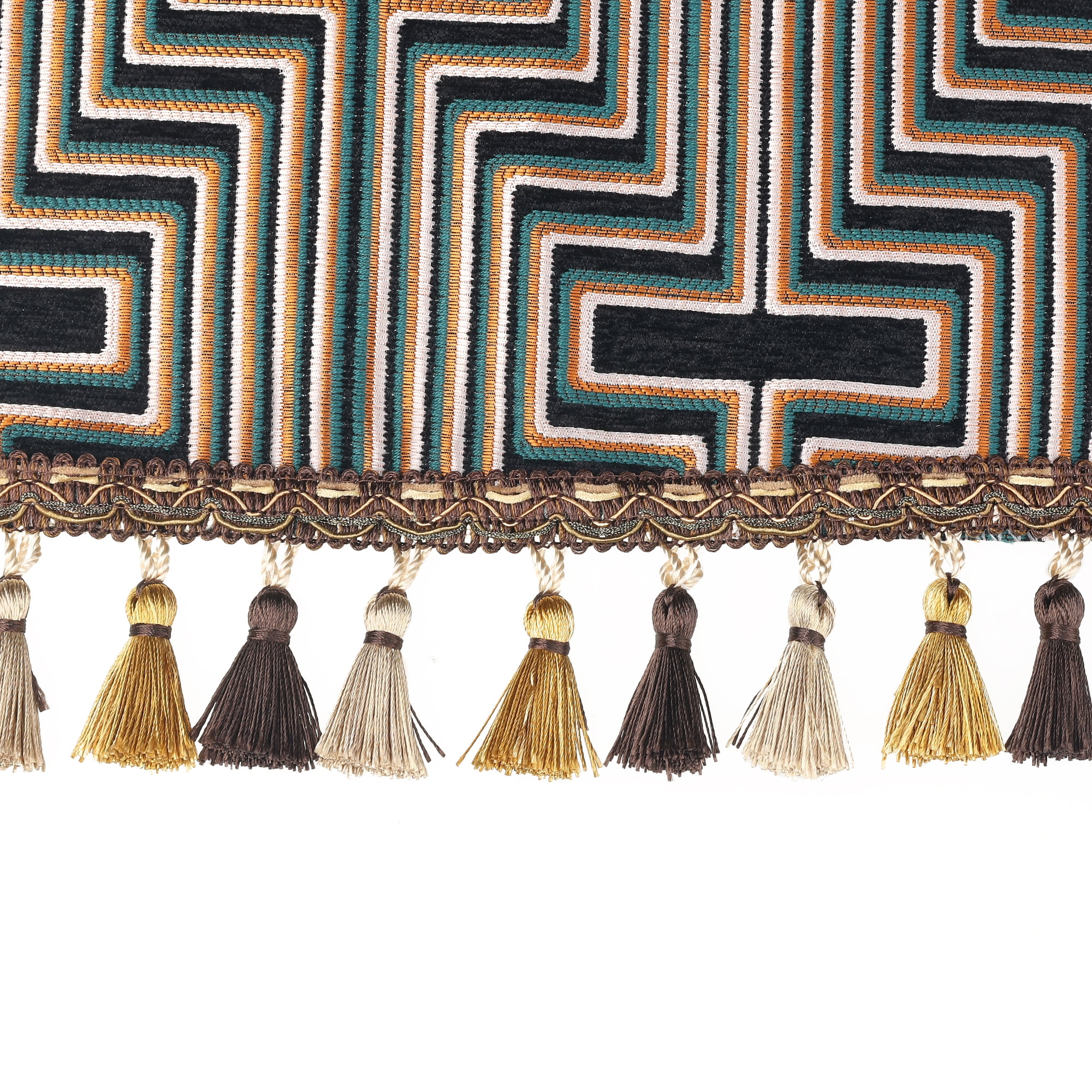 Unique Bargains Table Runner with Tassel Embroidery Table Flags Black 13"x71"