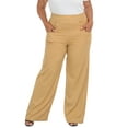 thumbnail image 4 of HDE Womens High Waisted Dress Pants Long Wide Leg Palazzo Trouser Tall S-Plus Dark Khaki S, 4 of 6