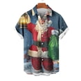 thumbnail image 3 of Mens Christmas Shirt Novelty Santa Claus Printed Blouse Funny Xmas Shirts Funny Christmas Santa Tops Button Down Lapel Short Sleeve Shirt Xmas Hawaiian Shirts Casual Loose Pullover, 3 of 4