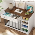 thumbnail image 4 of Huisuilinss 47" Dog Crate Furniture Wooden Heavy Duty Dog Crate With 2 Drawers And 4 Shelves Decorative Dog Indoor Kennel End Side Table TV Stand With Storage For Small Medium Large Dog, 4 of 7