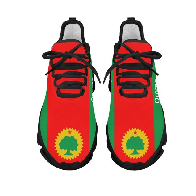 Zapatillas deportivas con estampado de bandera Oromo, rojas, verdes y amarillas, para exteriores, cómodas y suaves, para correr, con punta redonda para mujer