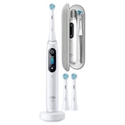 Oral-B iO Series 8 Electric Toothbrush with 3 Brush Heads, White Alabaster
