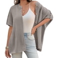 thumbnail image 2 of Women Oversized Cardigan Sweaters Short Sleeve Button Down Casual Lightweight Loose Knit Cardigans, 2 of 6