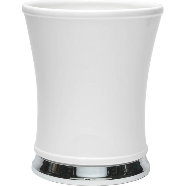 Popular Bath Phoenix White & Chrome Bath Collection Waste Basket Hand Crafted