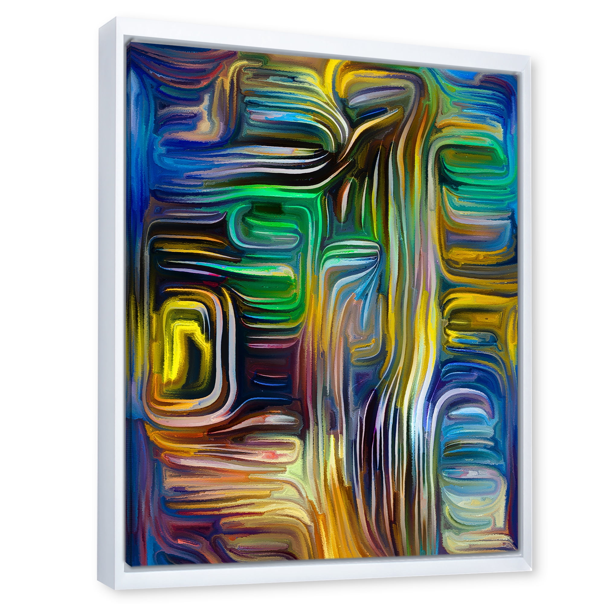 Designart 'Colour Spiral Fusion VI' Modern Framed Canvas Wall Art Print