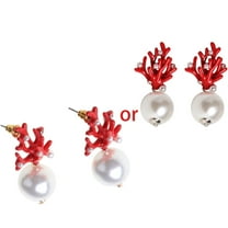 ROCKROK Coral Shape Stud Earrings Temperament Ear Studs All Match for Holiday Party