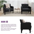 thumbnail image 2 of LAZZO Accent Chair, Mid-Century Modern Leather Tufted Armchairs for Living Room and Office, Black, 2 of 8