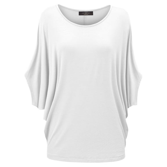 Made by Johnny Women's Scoop Neck Half Sleeve Batwing Dolman Top M WHITE