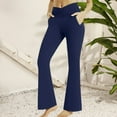 thumbnail image 2 of JJHGVB Yoga Pants Flare Leggings Wide Leg Pants Woman Casual Elastic Waist Flare Pants Solid Going Out Jogging Sports Gym Workout Pants Wide Leg Pants Woman Workout Pants Navy 2XL, 2 of 9