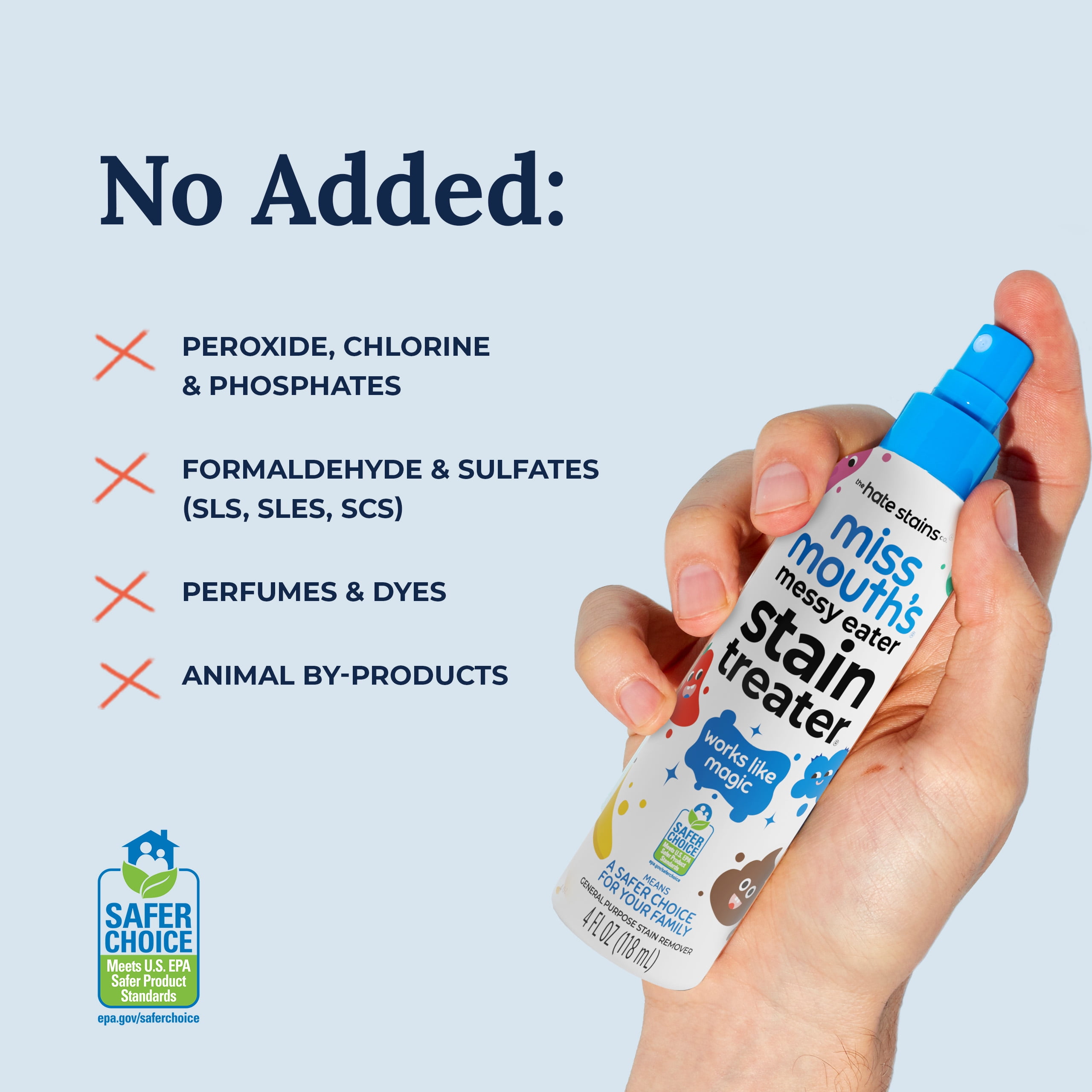 Miss Mouth's Messy Eater Stain Treater Spray for Baby & Kids – 4 fl oz. 2 pk – Newborn & Baby Essentials – Stain Remover for Food, Grease, Coffee & More – Gentle on Laundry, Fabric & Underwear