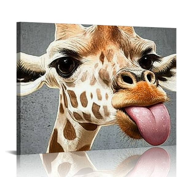 FCXZI Giraffe Decor Picture Animal Wall Art Funny Nursery Wall Decor Ready to Hang 16x12in